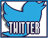 A pixel art button of the twitter bird icon that leads to my twitter page.