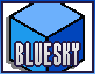 A pixel art button of the bluesky icon that leads to my bluesky page.