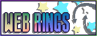 A pixel art button of stars and arrow saying 'web rings' that leads to the web rings page..